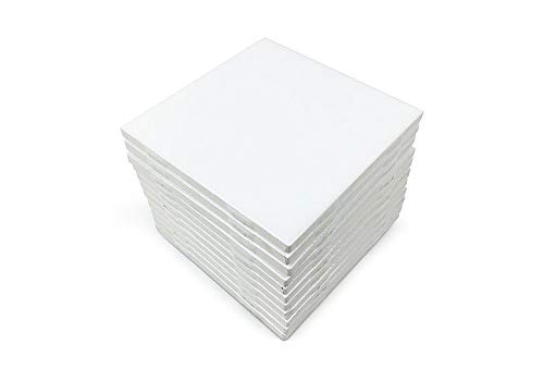 Product Cover Set of 12 Glossy White Ceramic Tiles for Arts & Crafts by Squarefeet Depot Genuine Made in USA (4.25