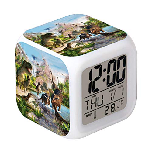 Product Cover Cointone LED Alarm Clock Dinosaur Jurassic Design Creative Desk Table Clock Glowing Electronic Colorful Digital Clock for Unisex Adults Kids Toy Birthday Present