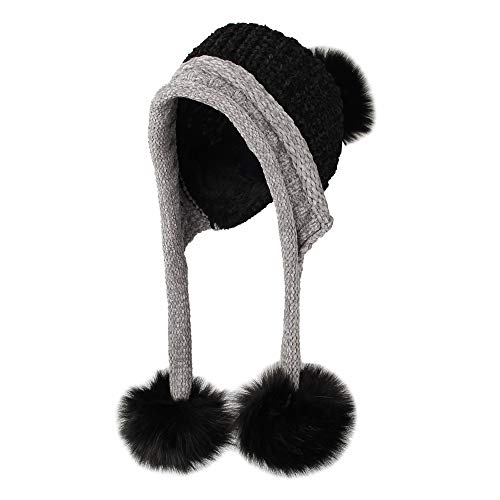 Product Cover WITHMOONS Fleece Lining Thick Cable Knit Beanie Hat Pom Earflaps DZ70029