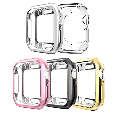 Product Cover Compatible with Apple Watch Case Series 5 Series 4 40mm,5 Pack New iWatch TPU Cases Protective Cover Bumper Compatible with Apple Watch Series 5 Series 4 (40mm-5Pack)