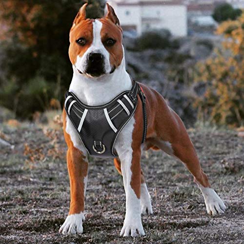 Product Cover Big Dog Harness No Pull Adjustable Pet Reflective Oxford Soft Vest for Large Dogs Easy Control Harness (M, Black)