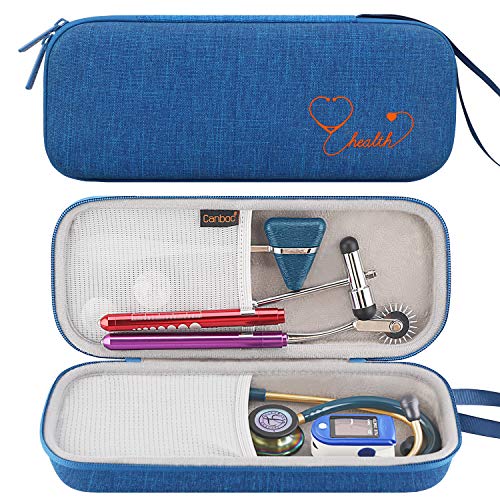 Product Cover Canboc Stethoscope Carrying Case for 3M Littmann Classic III/Cardiology IV Stethoscope - Extra Storage Taylor Percussion Reflex Hammer, Reusable Medical LED Penlight, Caribbean Blue