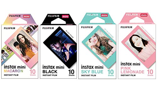 Product Cover Macaron and Black and Sky Blue and Pink Lemonade instax Mini Films for Fuji instax Mini Set of 4 Packs x 40 Photos