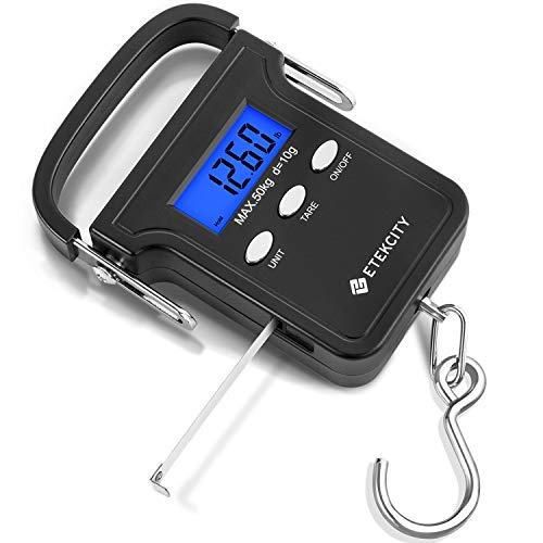 Product Cover Etekcity Digital Fish Scale 110lb/50kg, Portable Luggage Weight Scale, Electronic Hanging Hook Scale, Fishing Scale with Measuring Tape, Backlit LCD Display, Carry Bag