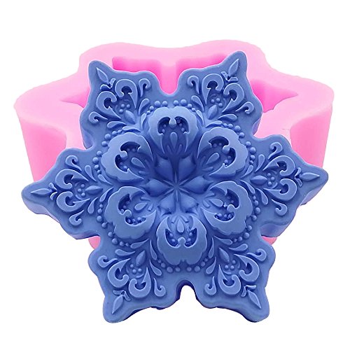 Product Cover Great Mold 3D Snowflake Silicone Soap Molds for Soap Making Fondant Cake Decoration Molds DIY Handmade Chocolate Pastry Candy Silicone Mold (Snowflake-01)