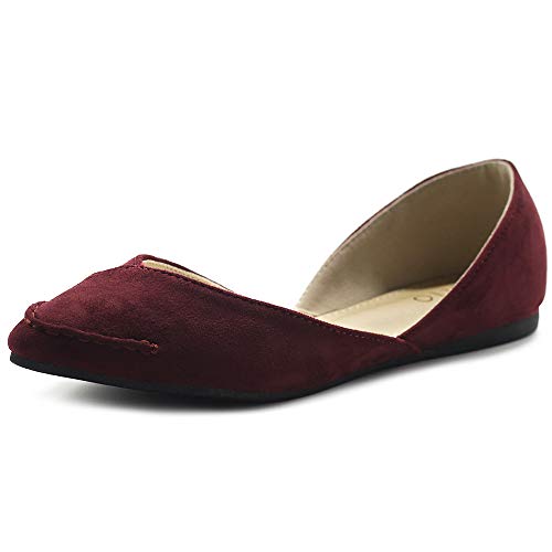 Product Cover Ollio Women's Shoe Faux Suede Light Comfort Stitching D'Orsay Pointed Toe Ballet Flats F78