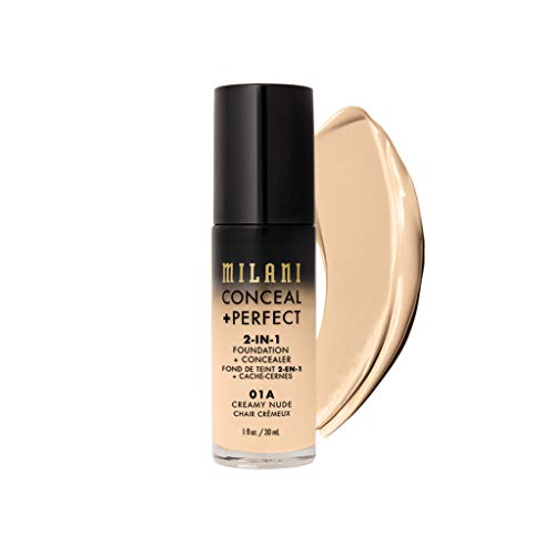 Product Cover Milani Conceal + Perfect 2-in-1 Foundation + Concealer - Creamy Nude (1 Fl. Oz.) Cruelty-Free Liquid Foundation - Cover Under-Eye Circles, Blemishes & Skin Discoloration for a Flawless Complexion
