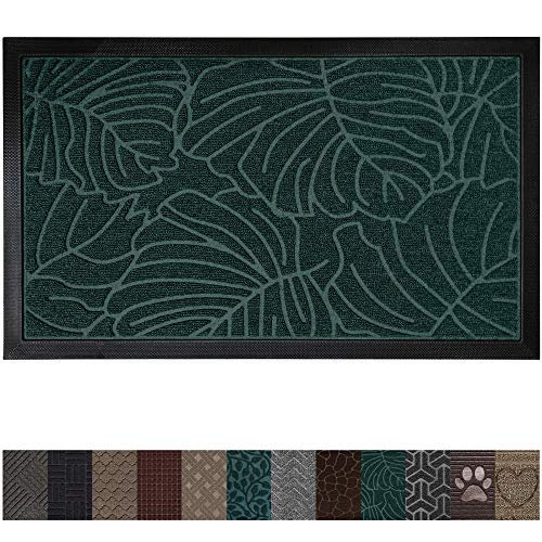 Product Cover Gorilla Grip Original Durable Rubber Door Mat, 35x23, Heavy Duty Doormat for Indoor Outdoor, Waterproof, Easy Clean, Low-Profile Rug Mats for Winter Snow, Entry, Patio, High Traffic Areas, Green Palm