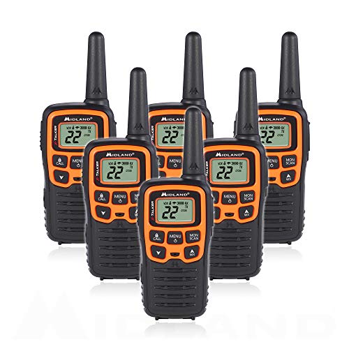 Product Cover Midland T51VP3 22 Channel FRS Walkie Talkie - Up to 28 Mile Range Two-Way Radio - Orange/Black (Pack of 6)
