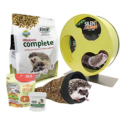 Product Cover Exotic Nutrition Starter Package for Hedgehogs - Includes Exercise Wheel, Healthy Food, Natural Treat, Multi-Vitamin & Nest Pouch