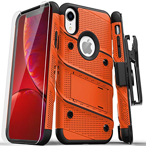 Product Cover ZIZO Bolt Series iPhone XR Case Military Grade Drop Tested with Tempered Glass Screen Protector Holster and Kickstand Orange Black
