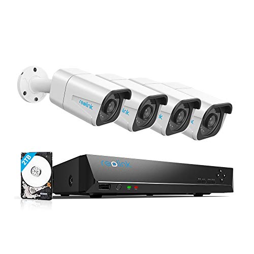Product Cover Reolink 4K PoE Security Camera System, 4pcs Wired 8MP Outdoor PoE IP Cameras, 8MP 8-Channel NVR with 2TB HDD Video Surveillance System for 24/7 Recording, RLK8-800B4