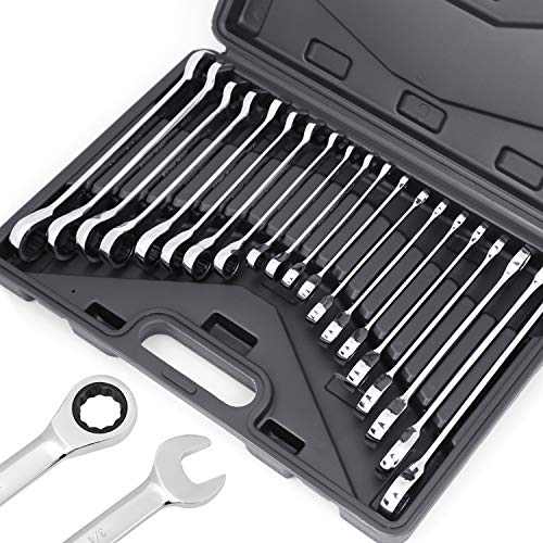 Product Cover HORUSDY 20-Piece Ratcheting Wrench Set, SAE and Metric, Ratchet Wrench Set, They roll up neatly in an organizer box for storage in