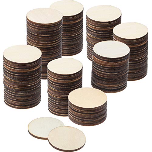 Product Cover Boao 200 Pieces Unfinished Wood Slices Round Disc Circle Wood Pieces Wooden Cutouts Ornaments for Craft and Decoration (1.5 Inch)