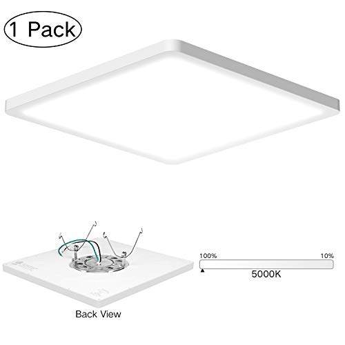 Product Cover AVANLO Super Slim 0.6 Inch Thickness 12 Inch LED Ceiling Light Fixture, 120V 5000K 1680lm 24W (150W Equivalent), Dimmable, Square, for 3.5-4'' Junction Box, 5-6'' Housing & Surface Mount. 1 Pack