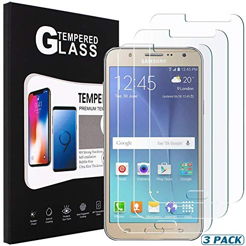 Product Cover [3 Pack] SENON Compatible with Samsung Galaxy J7 Neo/J700/J7 2015 Screen Protector,Tempered Glass,Crystal Clear,Anti-Bubble,Anti-Fingerprint,Lifetime Replacements Warranty