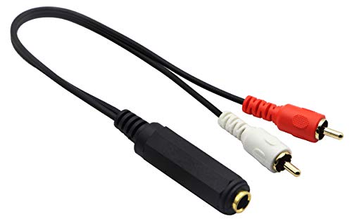 Product Cover zdyCGTime 6.35mm to 2 RCA Y Splitter Cable, Gold-Plated 6.35mm (1/4 inch) TRS Female to 2 (Dual) RCA Male Stereo Audio Y Splitter Extension Adapter Cable (12Inch/30CM)