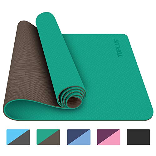 Product Cover TOPLUS Yoga Mat, 1/4 inch Pro Yoga Mat TPE Eco Friendly Non Slip Fitness Exercise Mat with Carrying Strap-Workout Mat for Yoga, Pilates and Floor Exercises (Green)