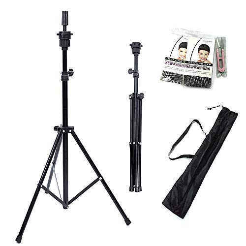 Product Cover Lihui Wig Stand Tripod Adjustable Tripod Stand Tripod For Mannequin Head Tripod Stand Holder For Hairdressing (Black)