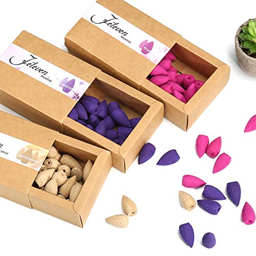 Product Cover Jeteven 120pcs 3 Box Backflow Incense Cones Sandalwood Lavender Rose Mixed Natural Incense Stick Kitchen Incense Fragrant Cone
