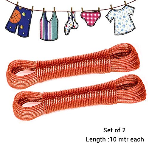 Product Cover Tied Ribbons Set of 2 Clothesline 10 metres Each Rope PVC Coated Metal Drying Wire for Drying Clothes