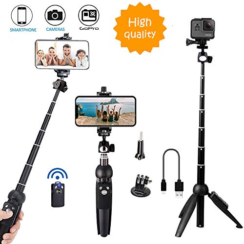 Product Cover Bluehorn All in one Portable 40 Inch Aluminum Alloy Selfie Stick Phone Tripod with Wireless Remote Shutter for iPhone 11 pro Xs Max Xr X 8 7 6 Plus, Android Samsung Galaxy S9 Note8 Smartphone