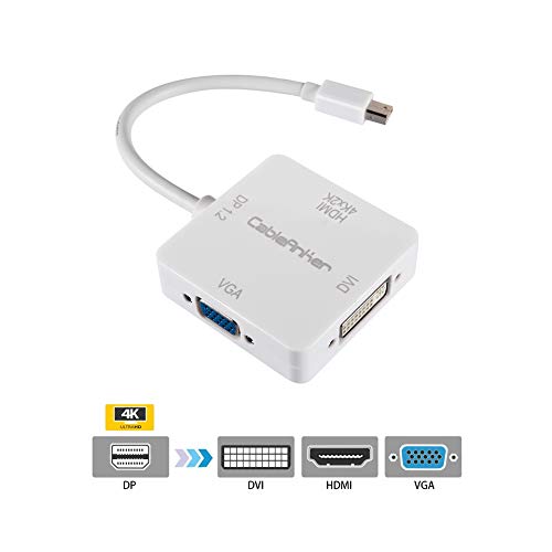 Product Cover 3 in 1 Mini Displayport DP Thunderbolt to HDMI DVI VGA Adapter Converter Cable for MacBook Air, Old MacBook/MacBook Pro Before Mid 2015