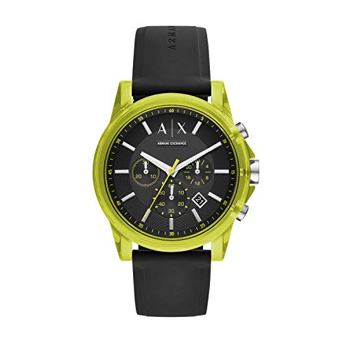 Product Cover A|X Armani Exchange AIX Men's Chronograph Black Silicone Watch AX1337