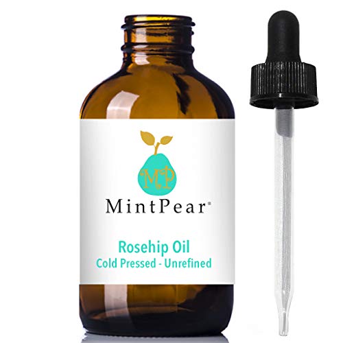 Product Cover Rosehip Oil | Rosehip Seed Oil by MintPear | 100% Pure & Organic Unrefined | Cold Pressed | Reduce Acne Scars | For Hair Skin & Nails | Anti Aging | 1 oz