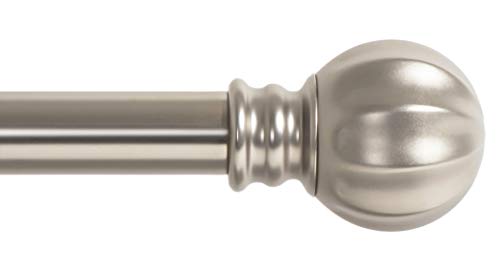 Product Cover Ivilon Curtain Rod with Ball Finials - 1 inch Pole. 72 to 144 Inch. Satin Nickel