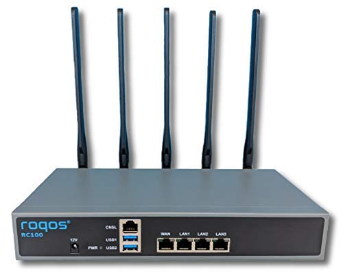 Product Cover Roqos Core RC100 - Next Generation Gigabit UTM Firewall, Intrusion Prevention, VPN Router, Parental/Employee Controls, Dual WiFi - Rack Mountable - 1 Year Roqos Service Included