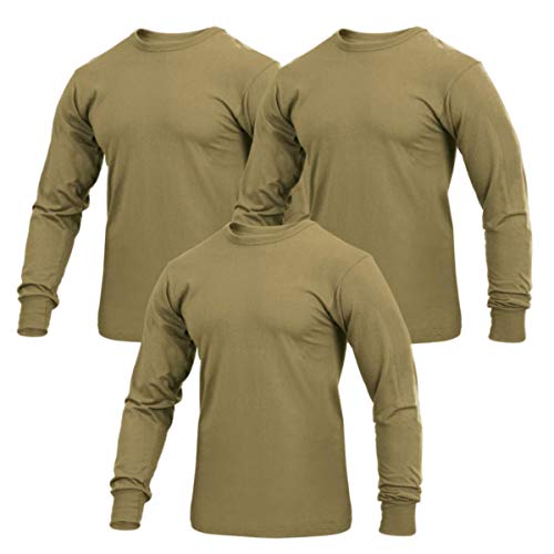 Product Cover Rothco Military Style Long Sleeve T-Shirt, AR 670-1 Coyote Brown, 3-Pack, M