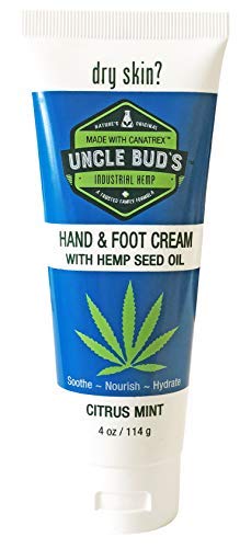 Product Cover Uncle Bud's Hand and Foot Cream Moisturizing Soothe Nourish Hydrate HEMP Oil - 4oz