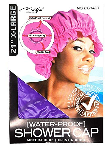 Product Cover Magic X-Large Elastic Band Shower Cap - Purple, Elastic band, keeps hair in place, large, extra large, comfortable material, waterproof, full size, perfect fit