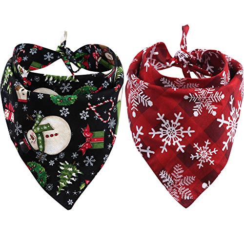 Product Cover KZHAREEN 2 Pack Christmas Dog Bandana Reversible Triangle Bibs Scarf Accessories for Dogs Cats Pets Animals