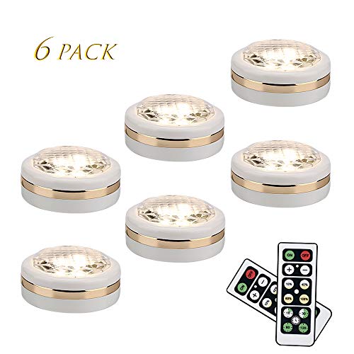Product Cover LEASTYLE Wireless LED Puck Lights with Remote Control 6 pack, LED Under Cabinet Lighting,Puck Lights Battery Operated, Closet light, Under Counter Lighting, Stick On Lights