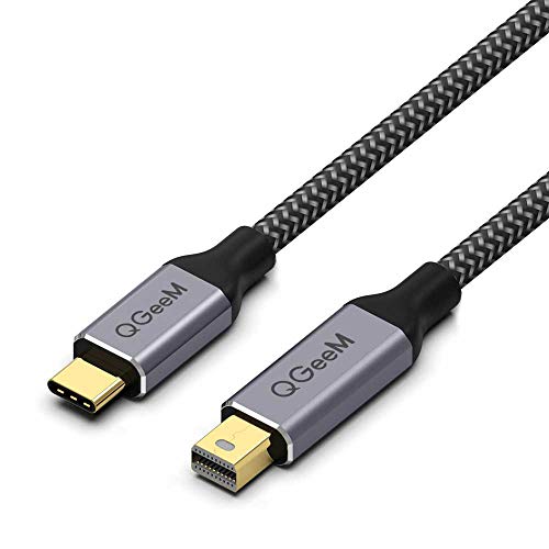 Product Cover QGeeM USB C to Mini DisplayPort, 4K@60Hz Braided 6ft USB 3.1 Type C to Mini DP Cable for MacBook Pro 2017/2016, Surface Book 2, Galaxy S8 S9(Not Support Thunderbolt2, Any Monitor or HDD) (Black)