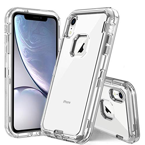 Product Cover PIXIU for iPhone XR case Clear Heavy Duty Protective Dual Layer with Hard PC Bumper & Soft TPU Back Shockproof Hybrid Case for Apple iPhone Xr 6.1 inch 2018 Release Transparent