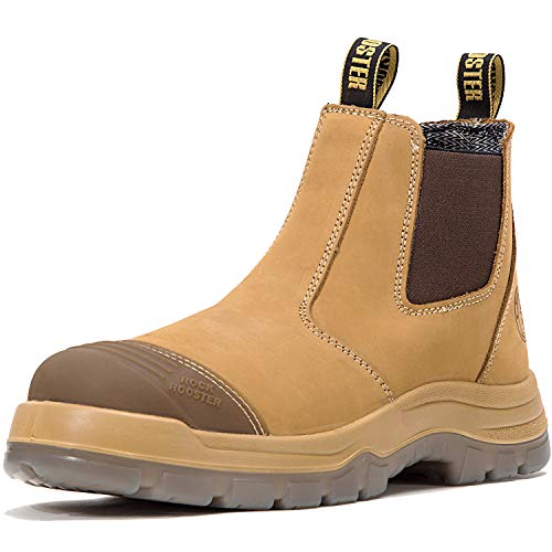 Product Cover ROCKROOSTER Work Boots for Men, 6 inch Steel Toe, Slip On Safety Oiled Leather Shoes, Static Dissipative, Breathable, Quick Dry(AK222 Wheat, 9.5)