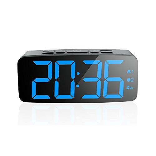 Product Cover PINGKO Digital Alarm Clock-Large Smart LED Display, Snooze Function,Adjustable Brightness -Small and Light for Travel,Desk or Bedroom