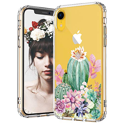 Product Cover MOSNOVO iPhone XR Case, Clear iPhone XR Case, Tropical Cactus Cacti Succulents Pattern Clear Design Transparent Plastic Hard Back Case with Soft TPU Bumper Protective Case Cover for Apple iPhone XR