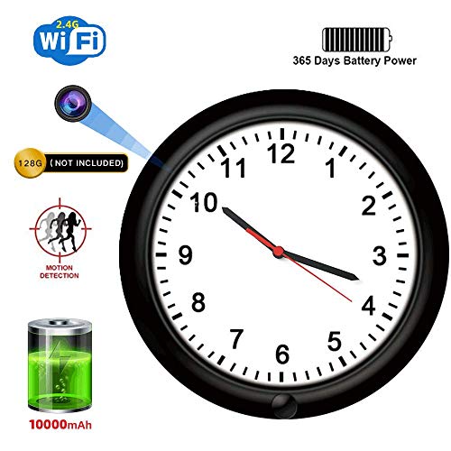 Product Cover SDETER Hidden Camera, 1080P WiFi Spy Wall Clock Camera Rechargeable Battery Powered Adjustable Lens Wireless Camera Motion Detection Push Alarm Loop Recording for Home Security