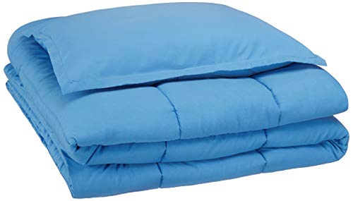 Product Cover AmazonBasics Easy-Wash Microfiber Kid's Comforter and Pillow Sham Set - Twin, Azure Blue