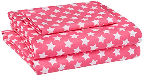 Product Cover AmazonBasics Kid's Sheet Set - Soft, Easy-Wash Microfiber - Twin, Pink Stars