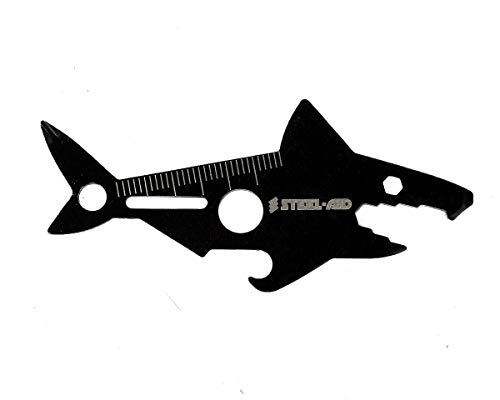 Product Cover Stocking Stuffers For Him Shark Design Multi Tool card with Bottle Opener (Black) Cool Gadgets Under 10 Dollars