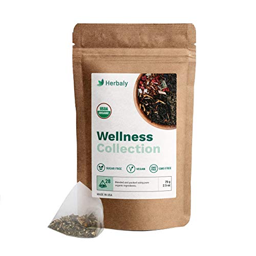 Product Cover Herbaly Wellness Collection Tea - Support healthy blood sugar levels | Weight management formula | Anxiety relief | Vegan & Gluten free | Blood Sugar