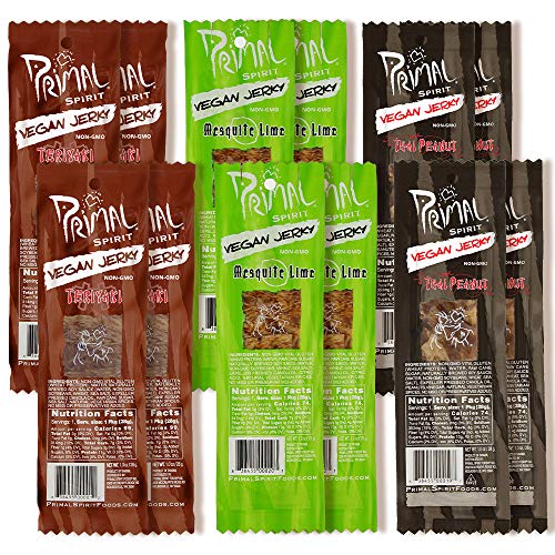 Product Cover Primal Spirit Vegan Jerky - Seitan Power Pack, 10 g. Plant Based Protein, Certified Non-GMO, No Preservatives (