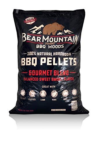 Product Cover Bear Mountain BBQ 100% All-Natural Hardwood Pellets - Gourmet Blend (20 lb. Bag) Perfect for Pellet Smokers, or Any Outdoor Grill | Rich, Smoky Wood-Fired Flavor