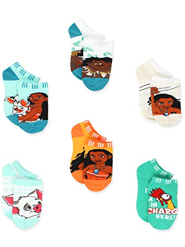 Product Cover Disney Princess Moana Girl's Toddler Women's No Show 6 pack Socks Set (4-6 Toddler (Shoe: 7-10), Teal)