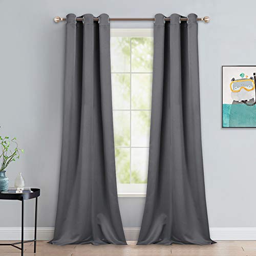 Product Cover NICETOWN Thermal Insulated Blackout Curtains - Grommet Top Window Treatment Drapes for Hall (2 Panels, W42 x L90 inches, Grey)